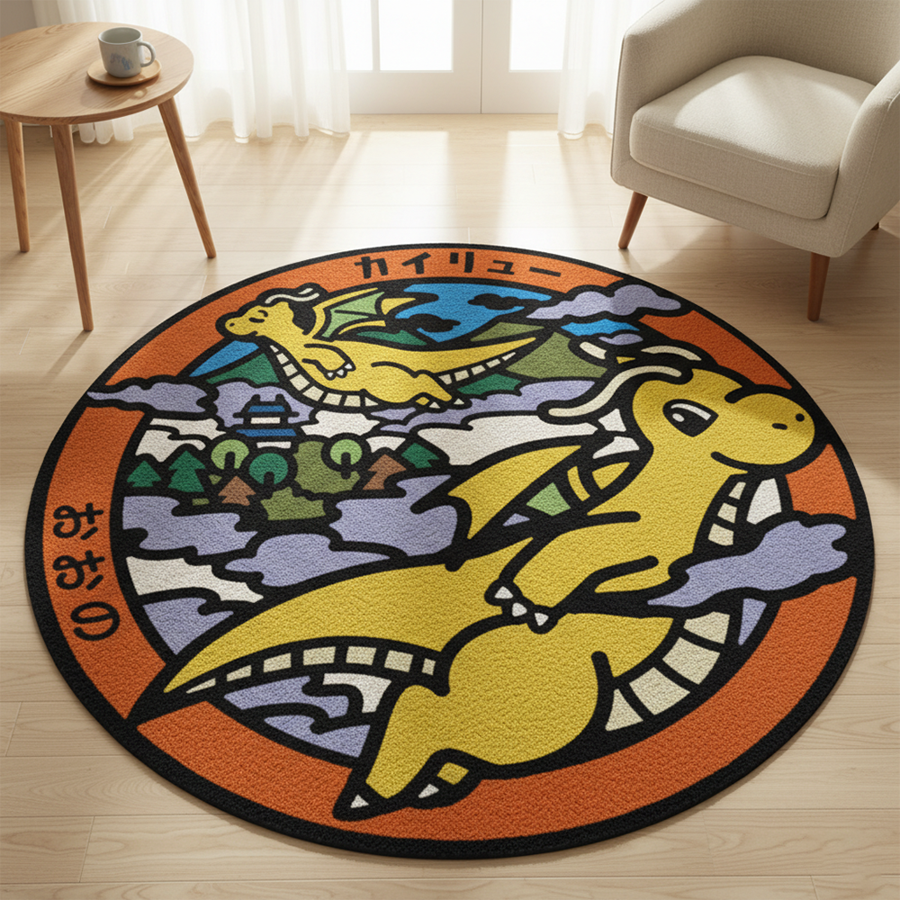 Accessories For Your Gaming Room - Pokemon Dragonite Anime Rug Kawaii Aesthetic