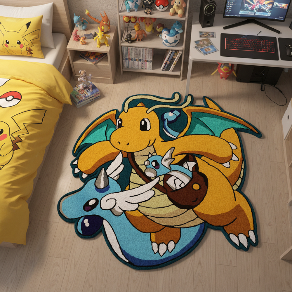 Accessories For Your Gaming Room - Cartoon Pokemon Blanket Dragonite Anime Rug