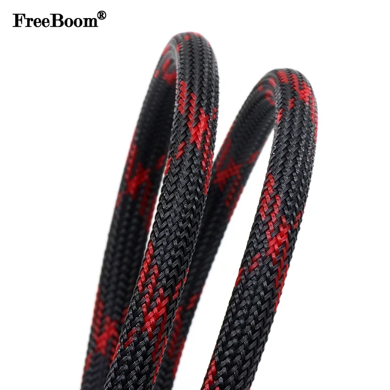 1~50m Black-Red Cross PET Brai – Cable Sleeve Braided Bewertung und Preis