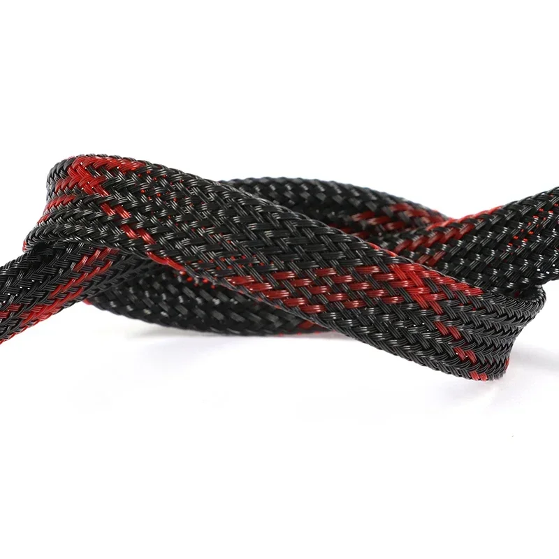 1~50m Black-Red Cross PET Brai – Cable Sleeve Braided Bewertung und Preis