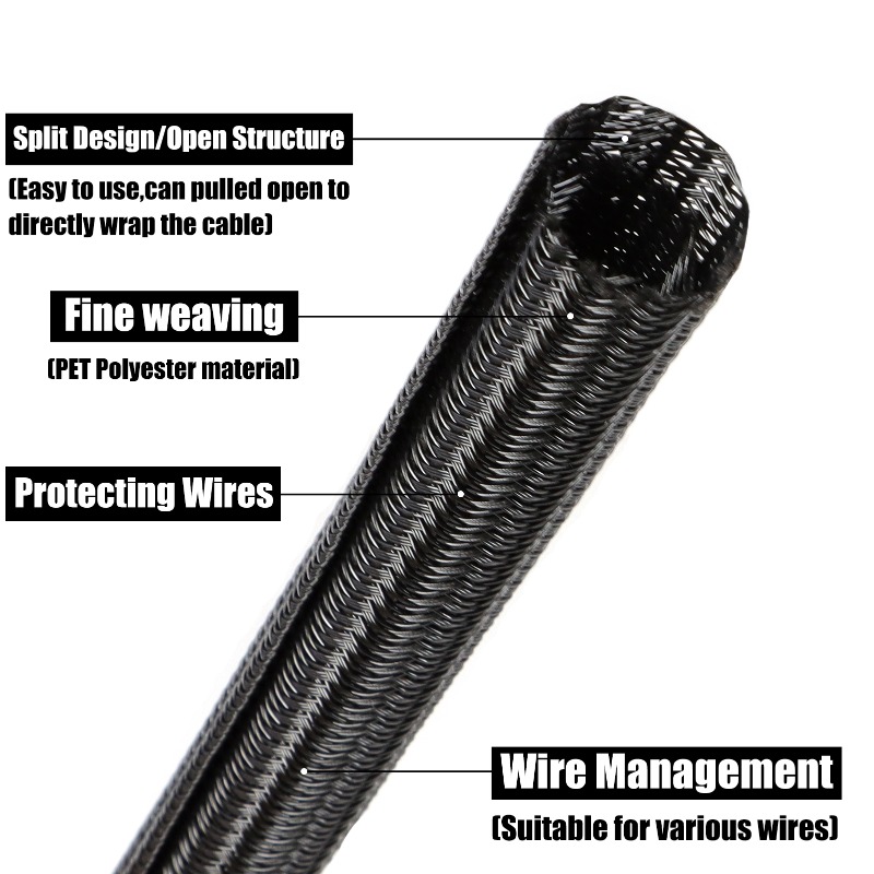 2/10m Black PET Braided Self-C – Cable Sleeve Braided Bewertung und Preis