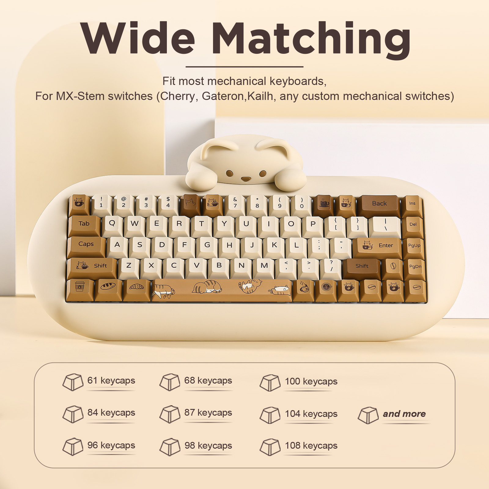 YUNZII Coffee Cat PBT Keycaps, – Gaming Set Accessories Bewertung und Preis