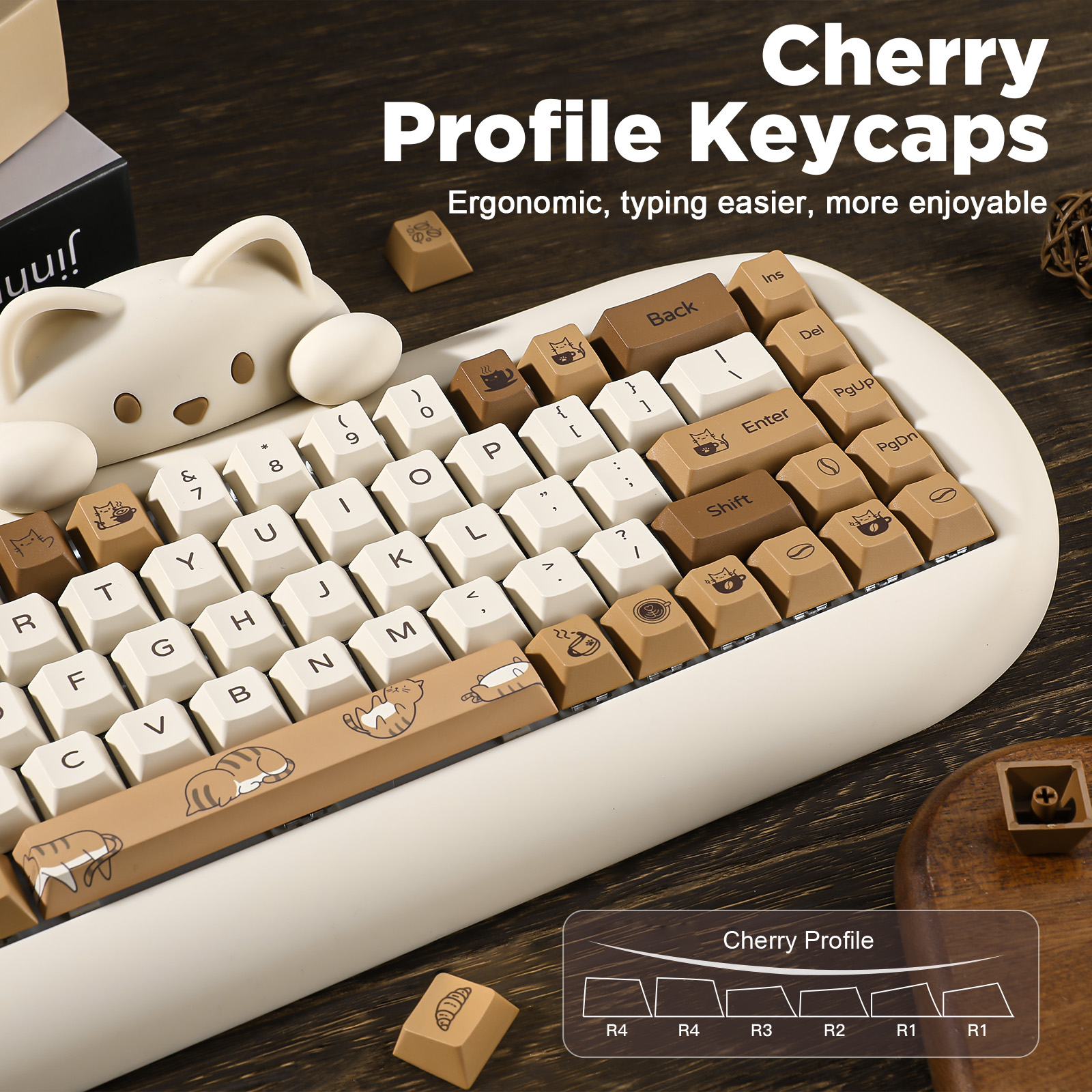 YUNZII Coffee Cat PBT Keycaps, – Gaming Set Accessories Bewertung und Preis