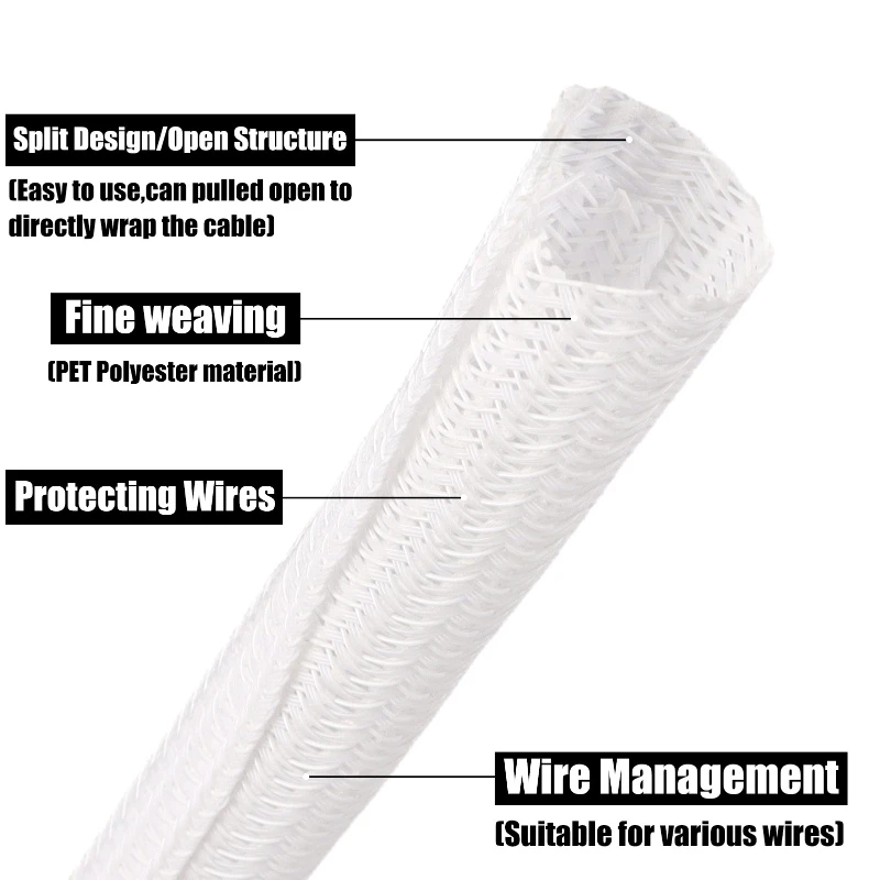 White PET Braided Expandable C – Cable Sleeve Braided Bewertung und Preis