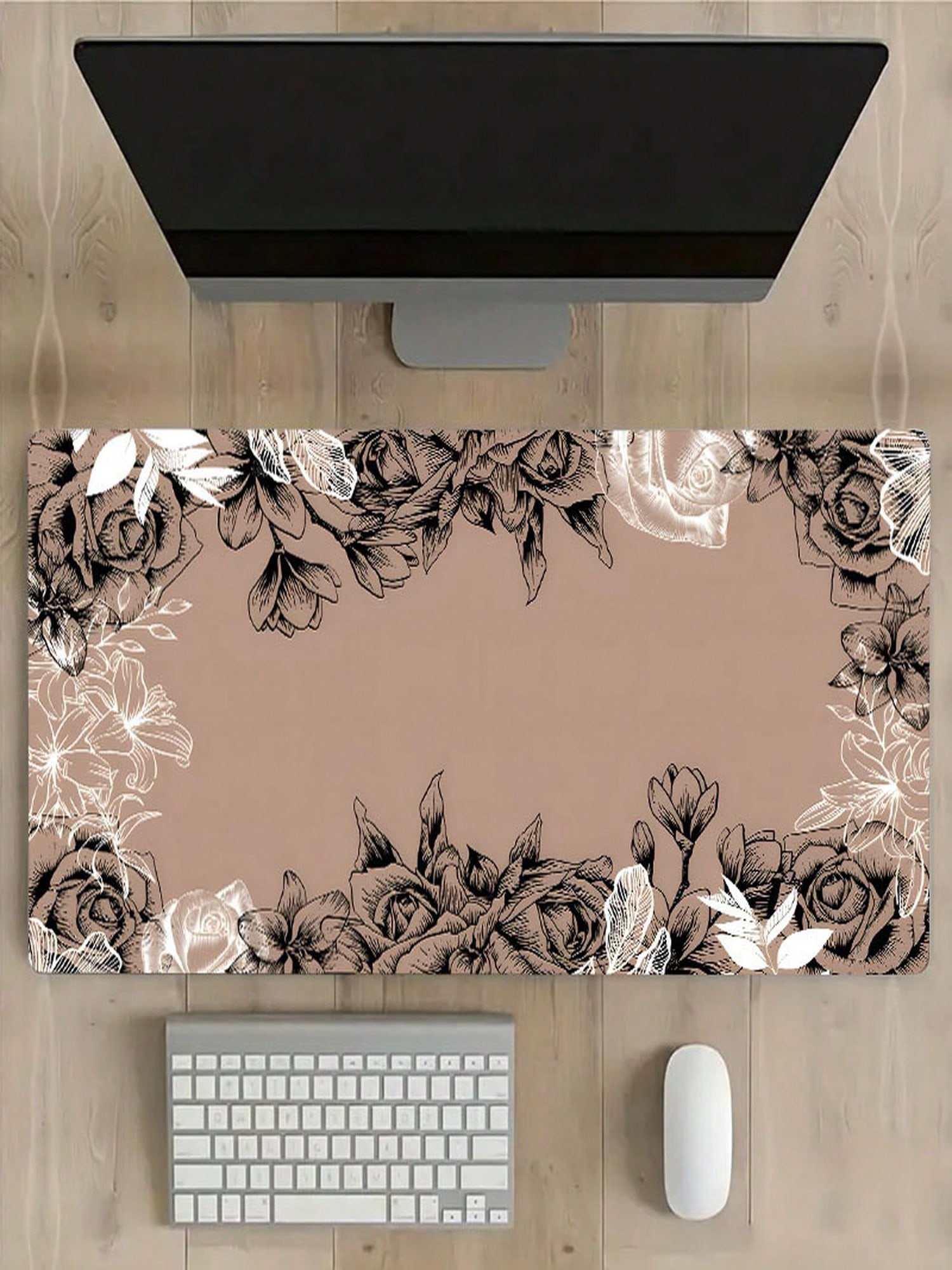 Brown Floral Mouse Pad, Large  – Gaming Accessories Gift For Boyfriend Bewertung und Preis