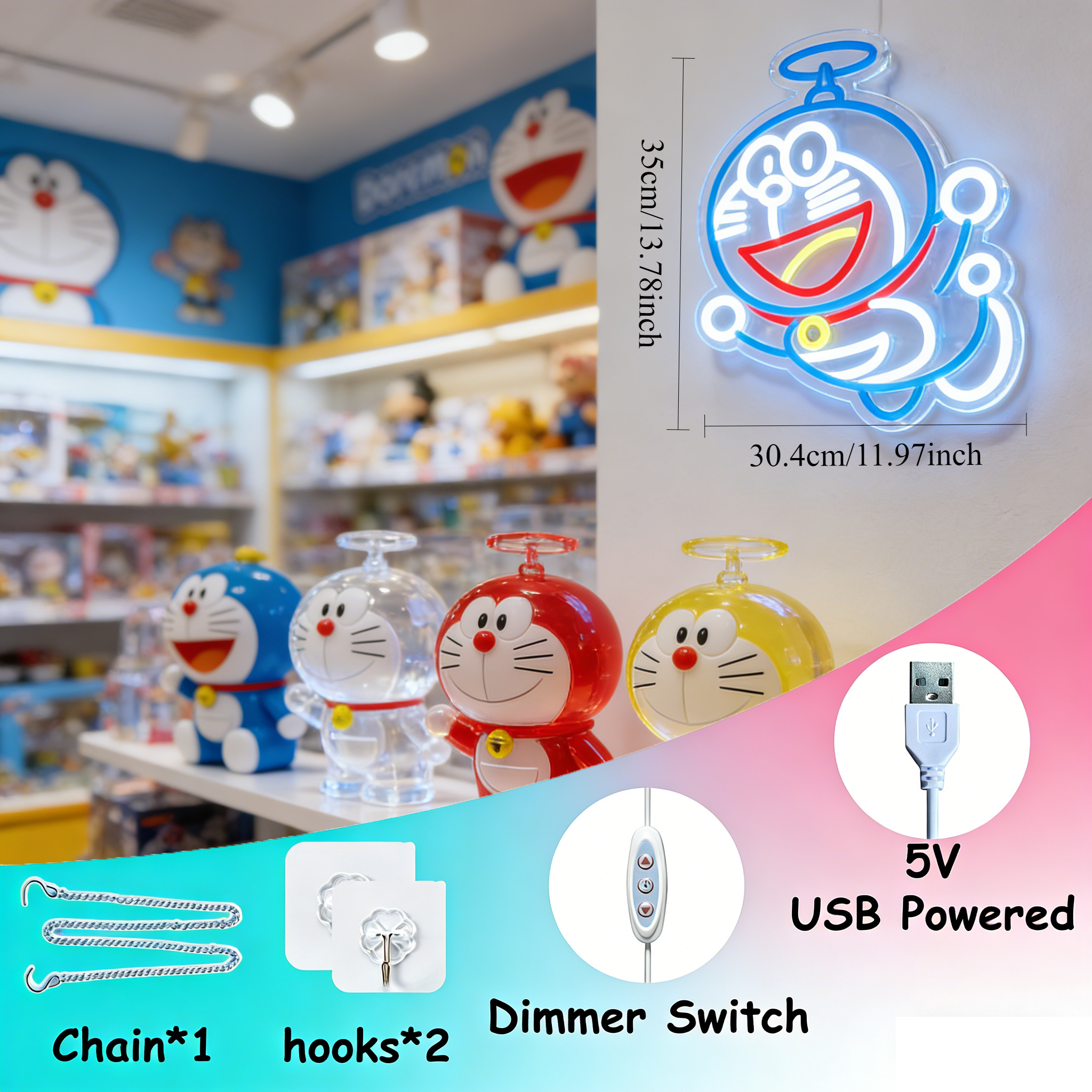 Doraemon Neon Sign LED USB Dim – Accessories For Your Gaming Room Bewertung und Preis